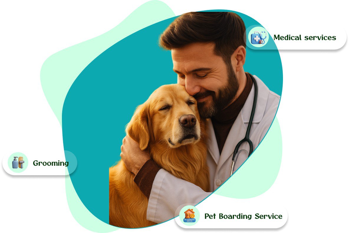 Doctor hugging a dog